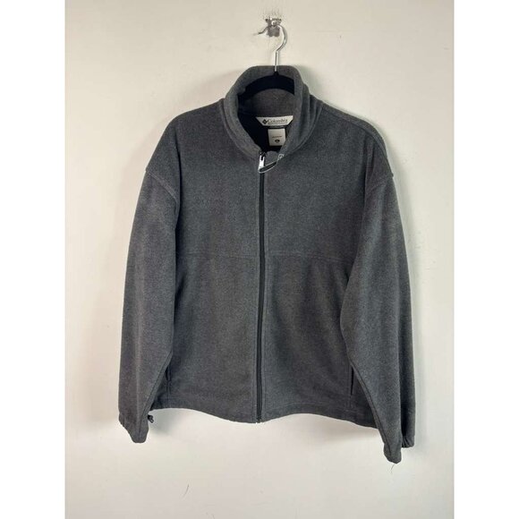Columbia Mens Full Zip Long Sleeve Fleece Light Jacket Charcoal Grey Size Medium - Picture 1 of 9